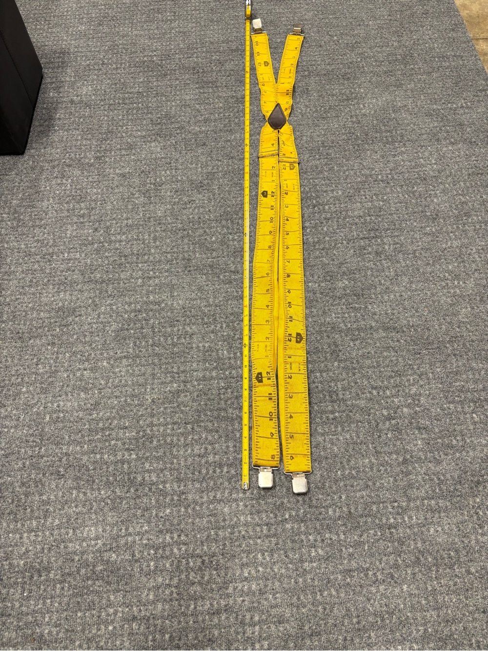 Men's Yellow Measuring Tape Print Suspenders 2 inch Wide Heavy Duty